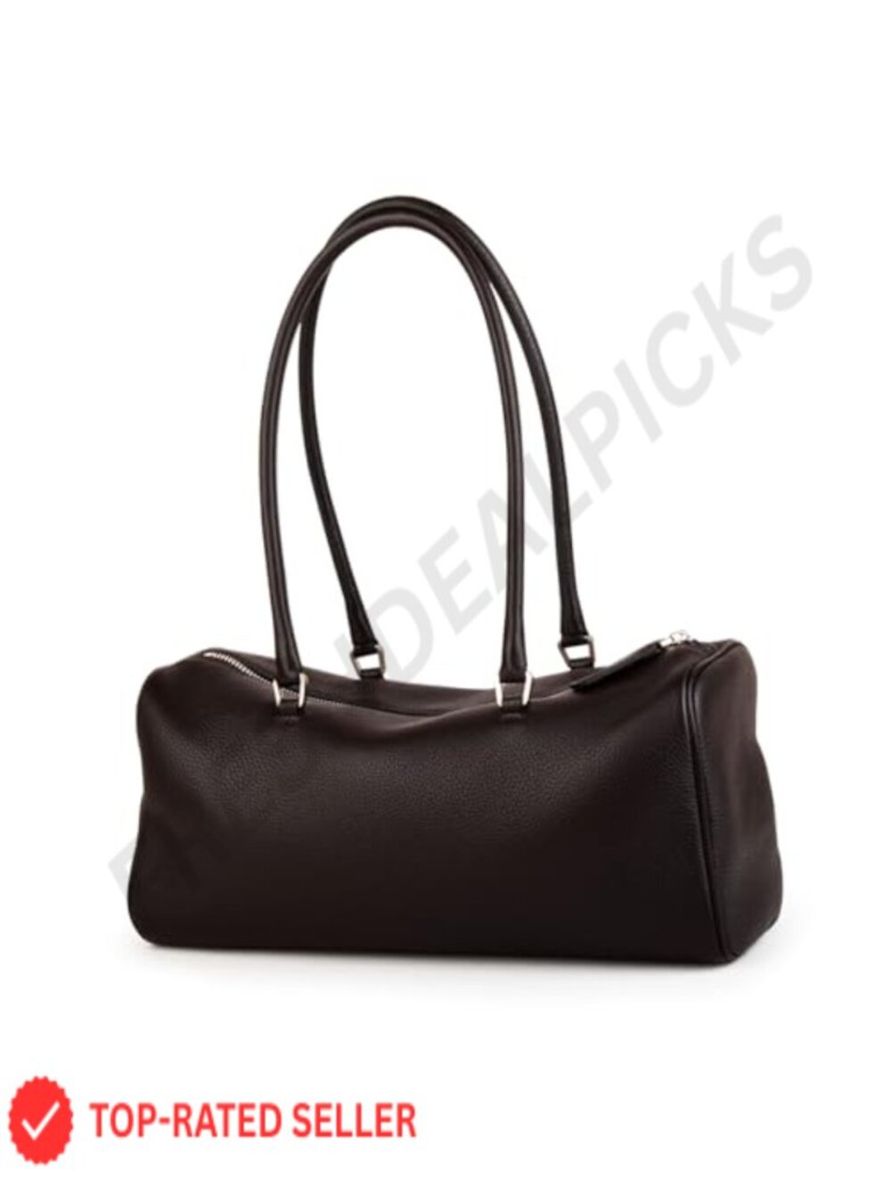 Full-Grained Leather Handbag Top Handle Barrel Purse